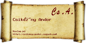 Csikány Andor névjegykártya